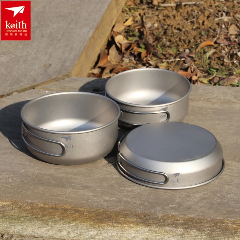 Camping Cooking Survival - Keith 3PCS Titanium Cookware Pans Bowls