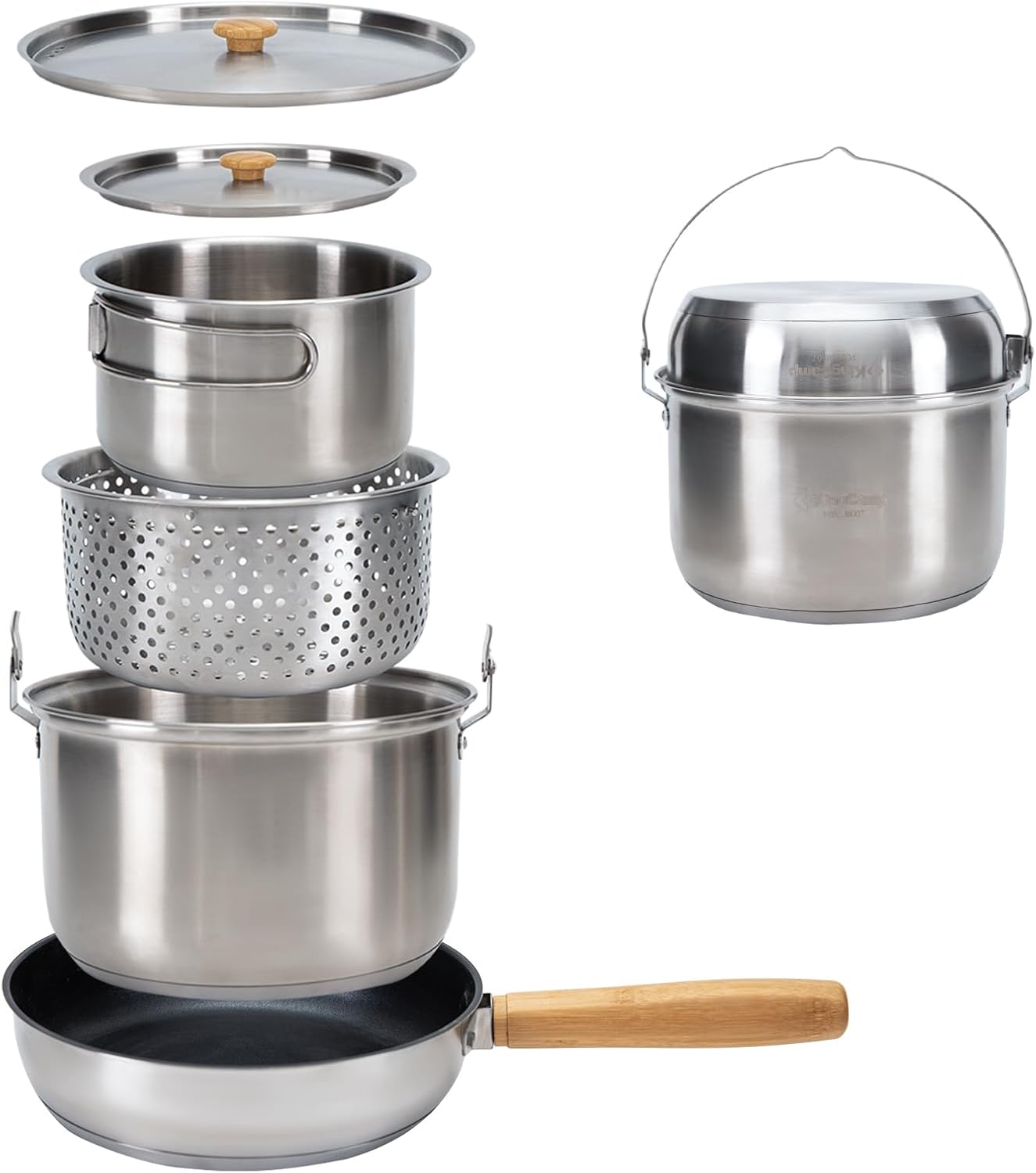 Camping Cooking Set With Bag - 304 Stainless Steel Camping Cookware Set