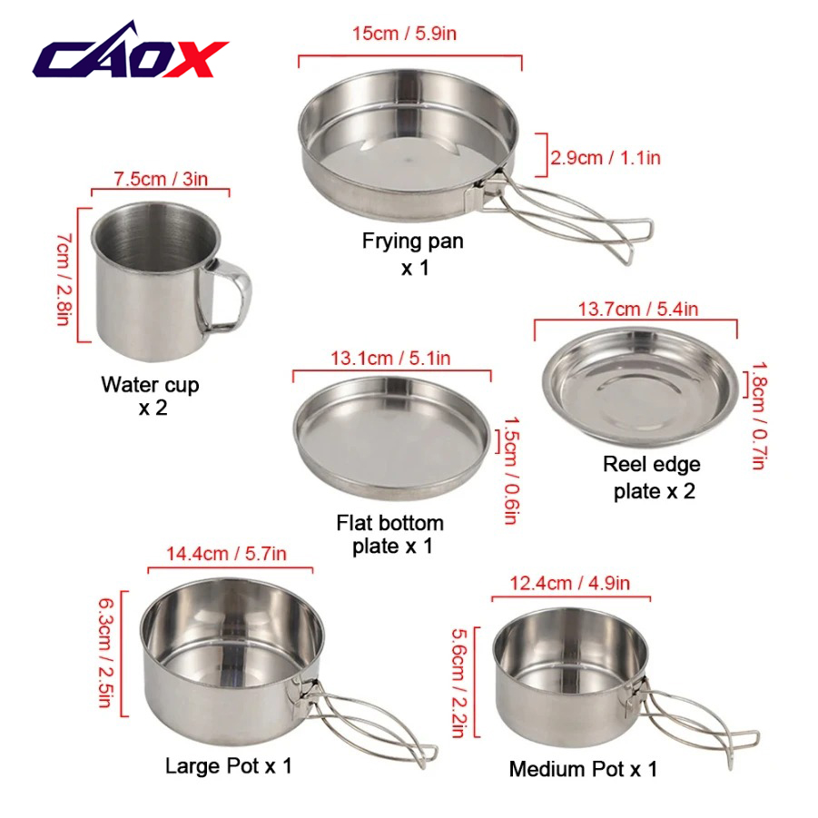 CAOX 8pcs/Set Camping Cookware - огляд і ціна Camping Cooking Hot Plate