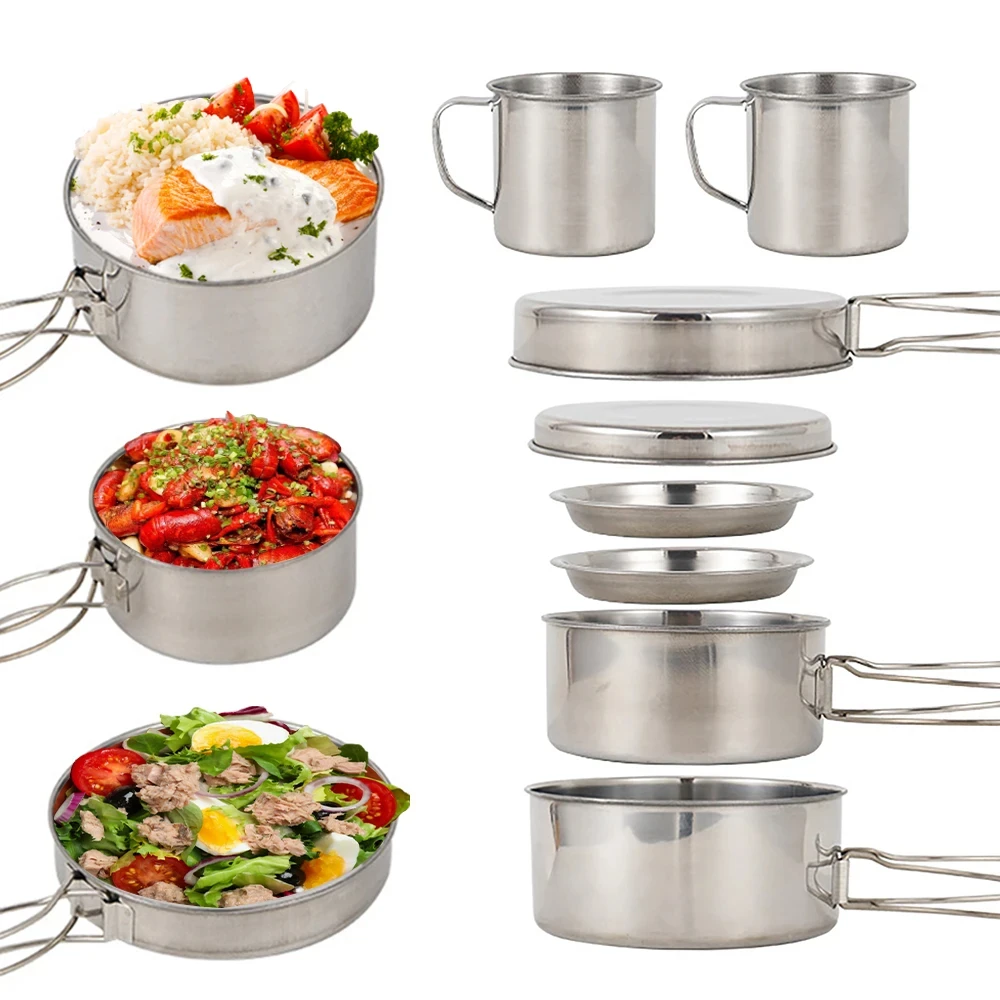 8pcs/Set Camping Cookware Mess - огляд і ціна Camping Cooking Set With Bag