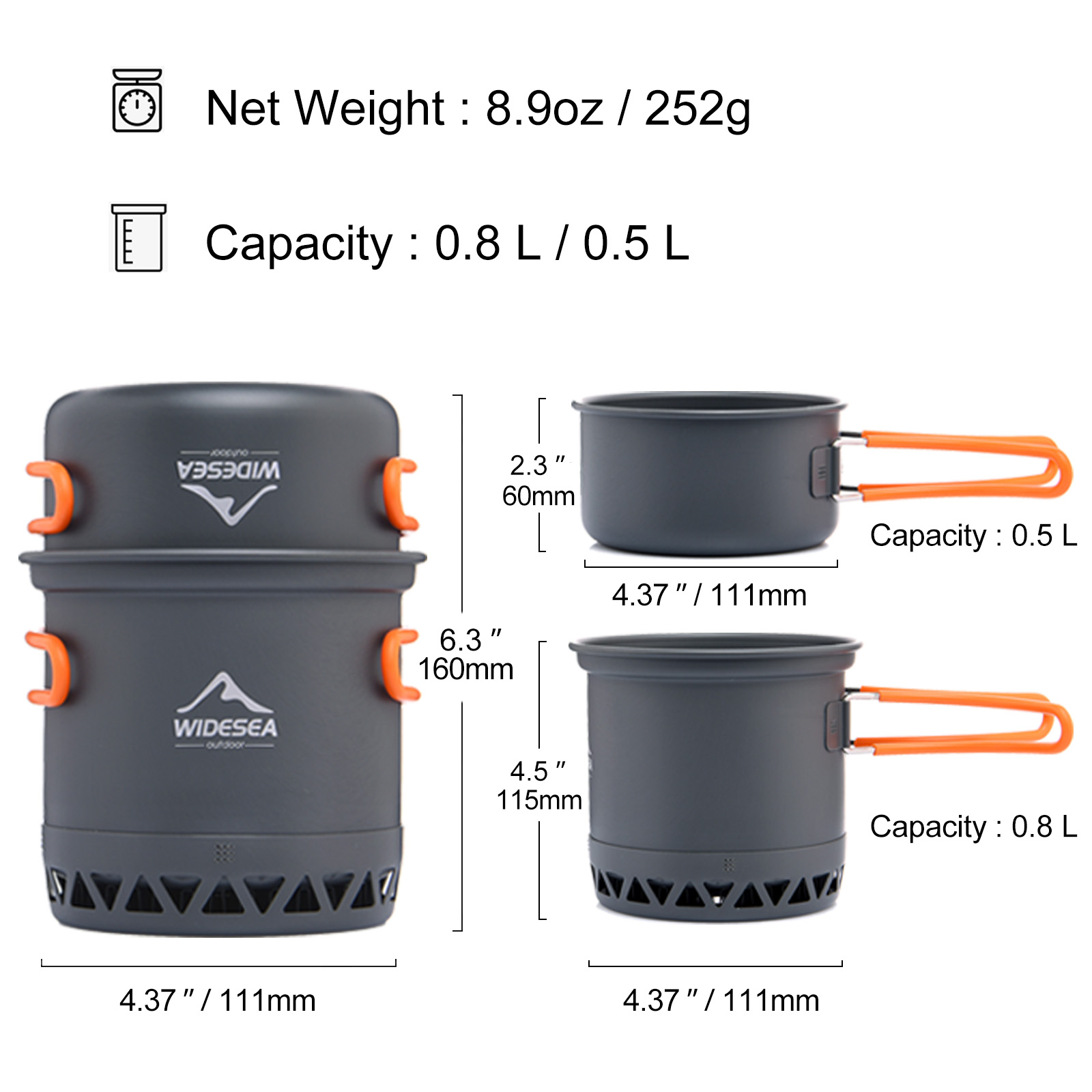 Widesea Camping 1.3L 2.3L Cook - огляд і ціна Camping Cooking Set Jetboil