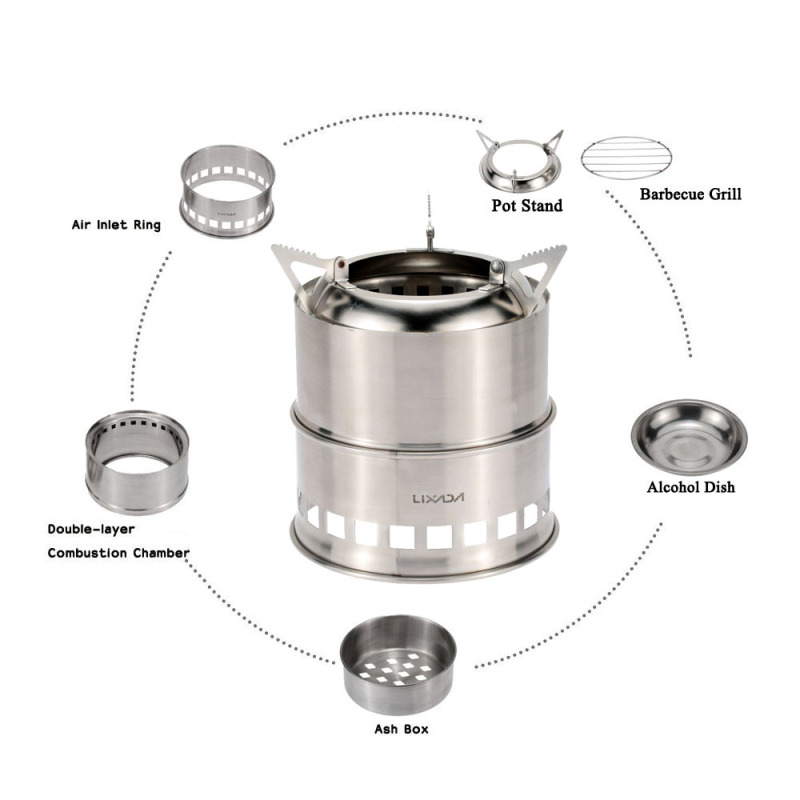 Lixada Stainless Steel Wood St - огляд і ціна Camping Cooking Alcohol