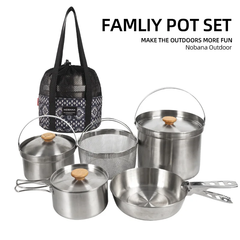 2026 New Outdoor Stainless Ste - огляд і ціна Camping Cooking Set With Bag