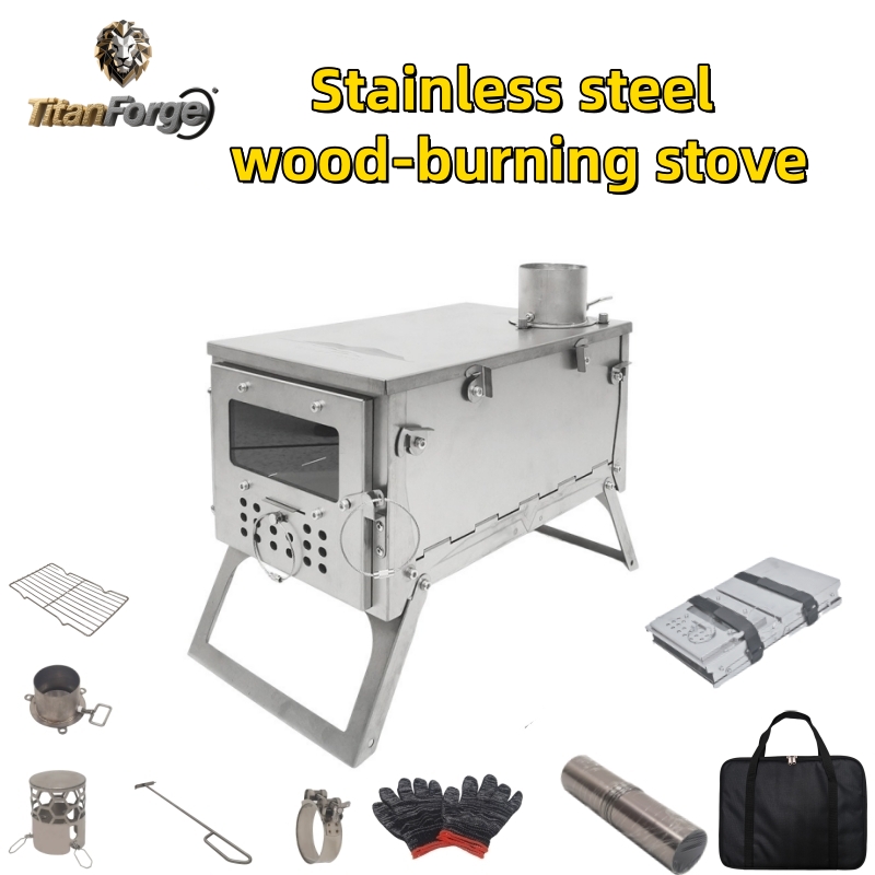 Folding Wood Stove, Stainless  - огляд і ціна Camping Cooking Wood Stove
