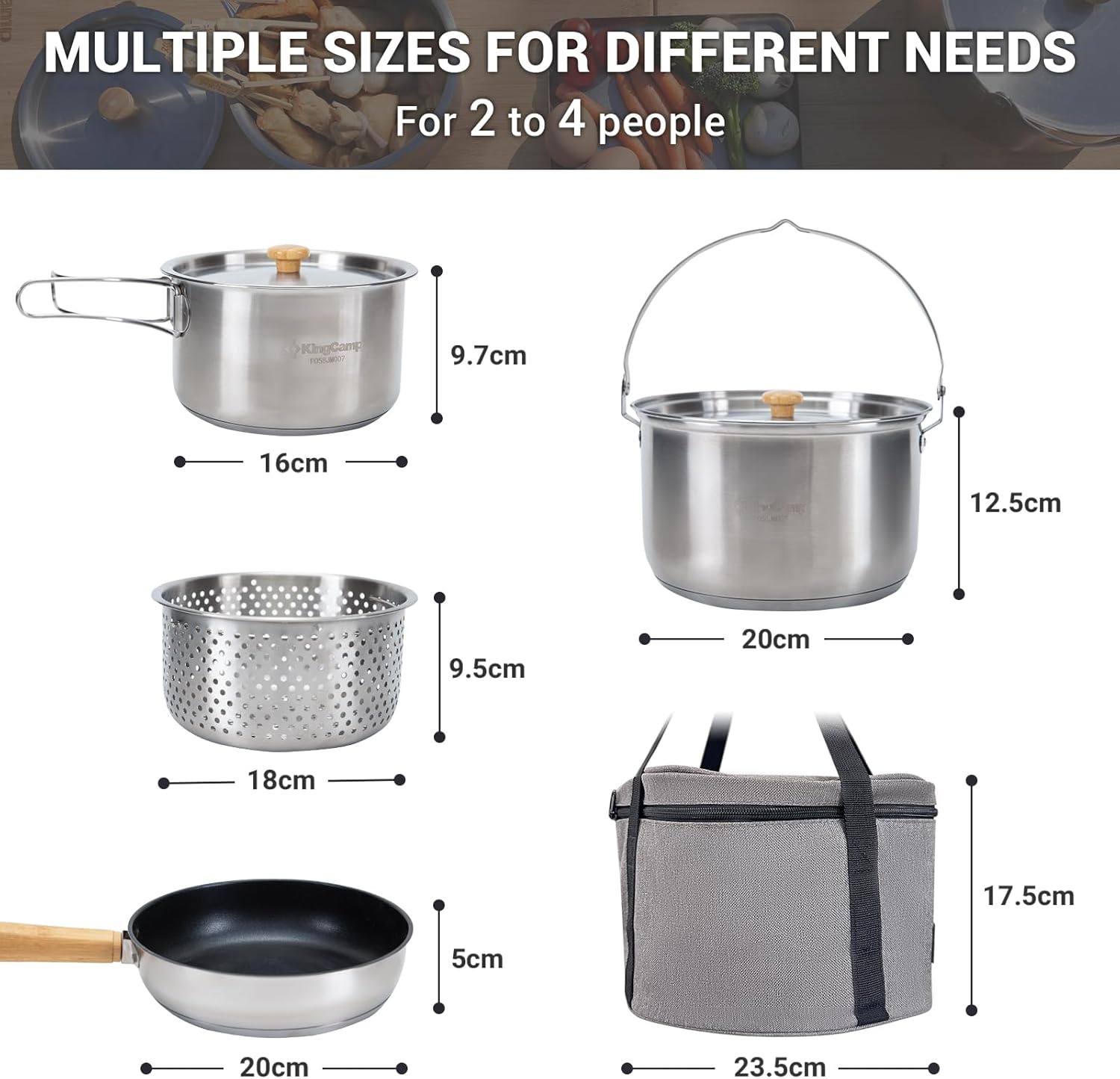 304 Stainless Steel Camping Co - огляд і ціна Camping Cooking Set With Bag